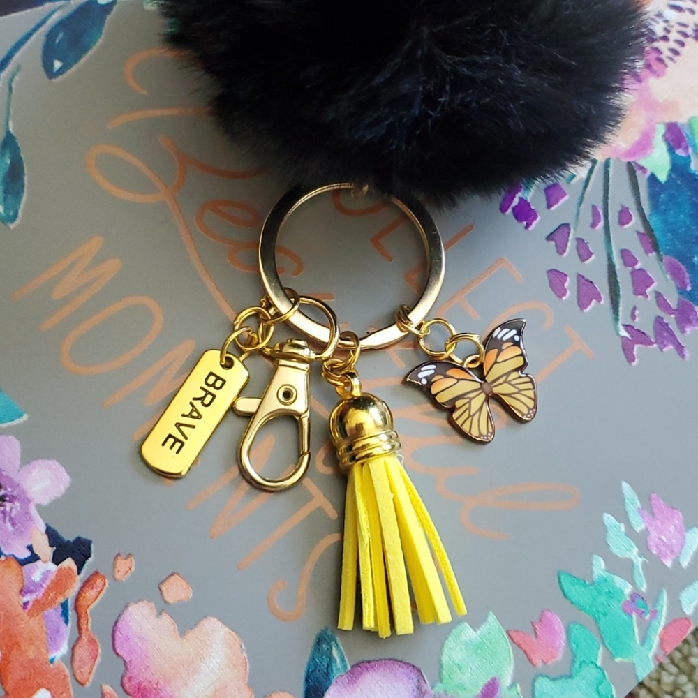Butterfly 🦋 Pom Pom keychain with charm